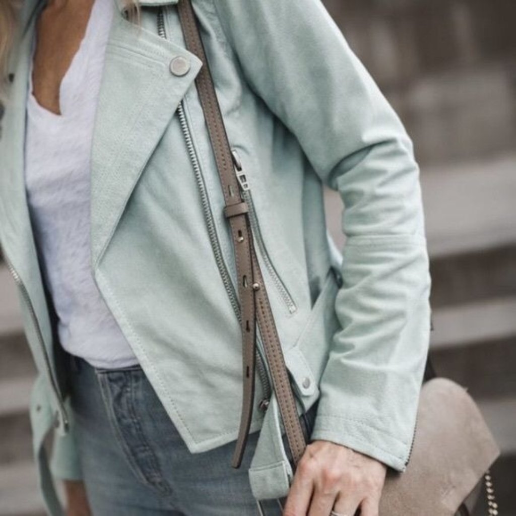 Blanknyc Suede Moto Jacket Basil (Mint) Medium
